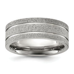 Chisel Titanium Polished Laser-cut Grooved 8mm Band