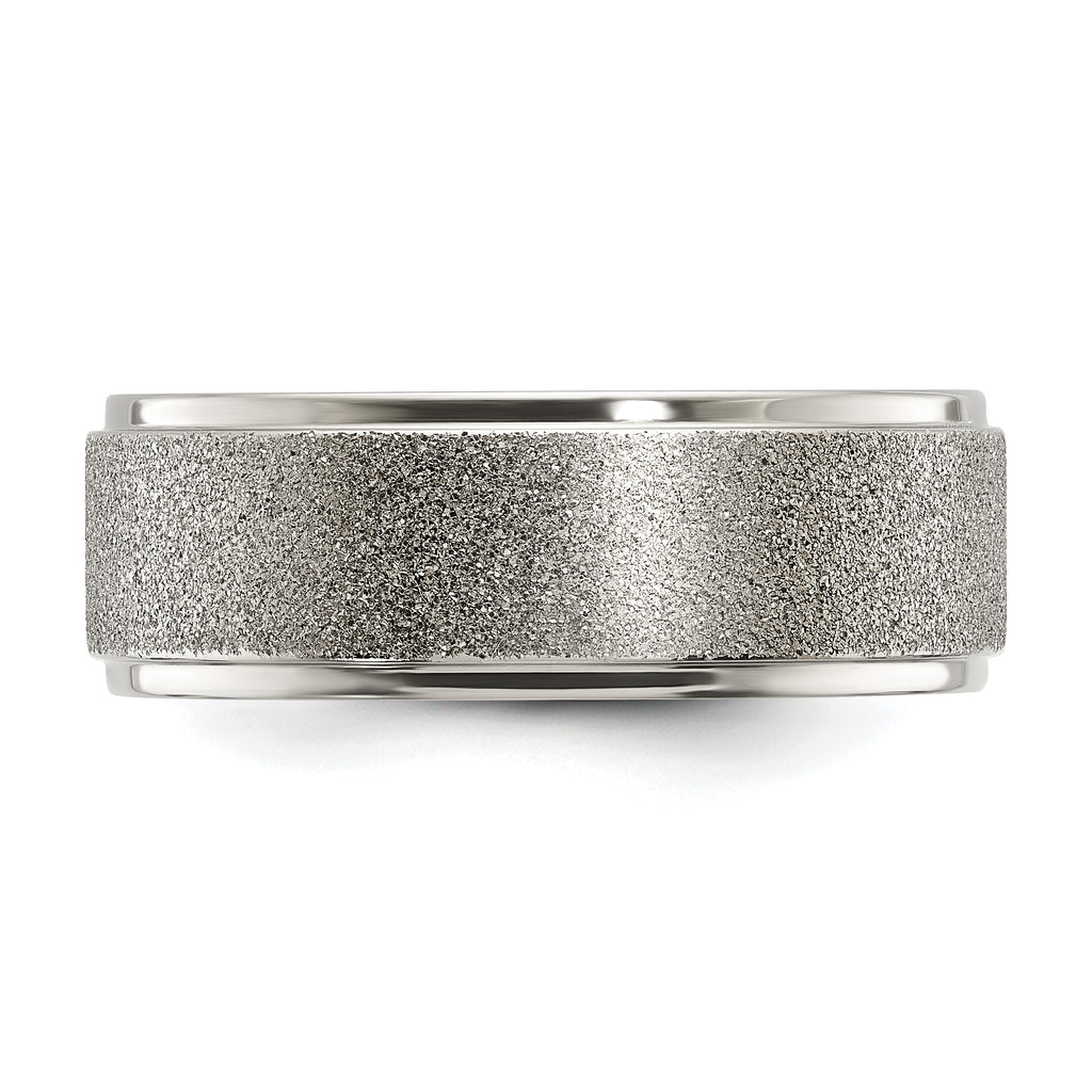 Chisel Titanium Polished Laser-cut Center 8mm Band