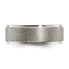 Chisel Titanium Polished Laser-cut Center 8mm Band