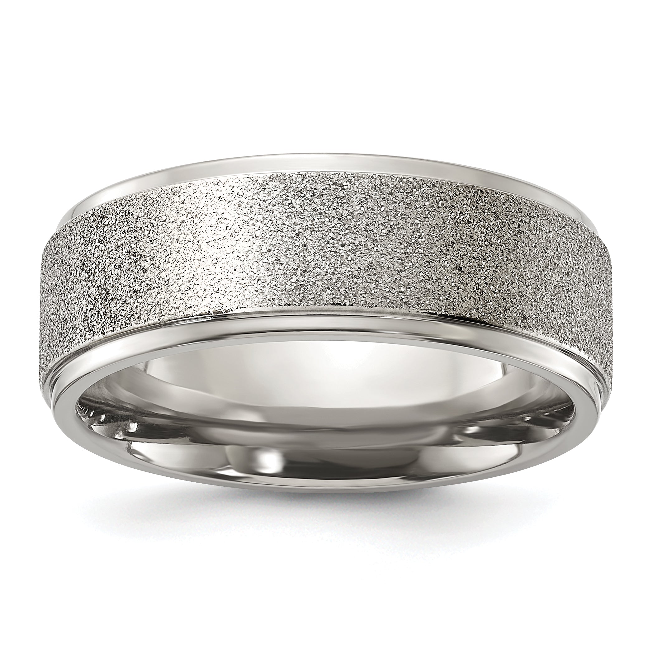 Chisel Titanium Polished Laser-cut Center 8mm Band