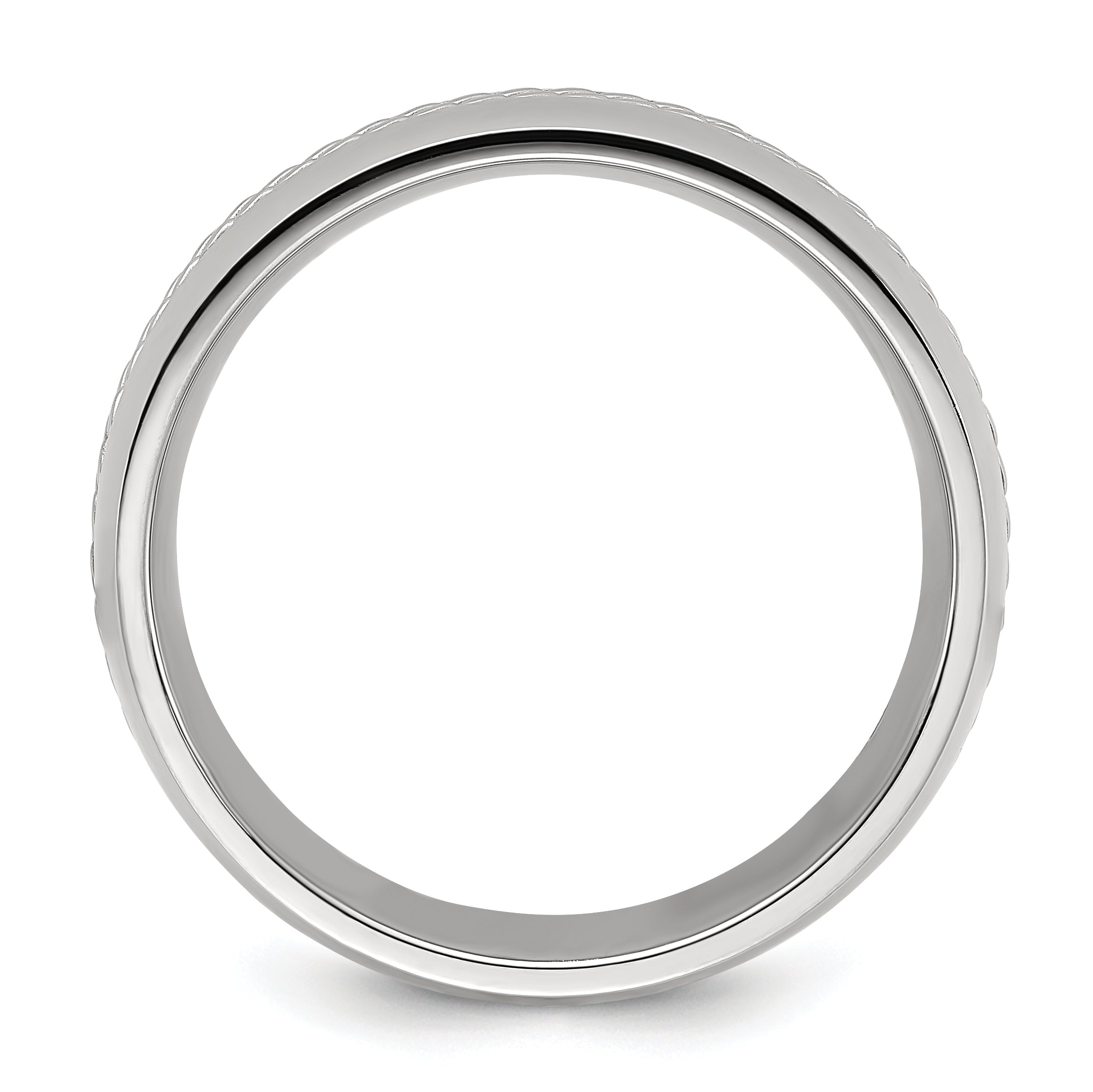 Chisel Titanium Polished with Curb Chain Inlay 7mm Band
