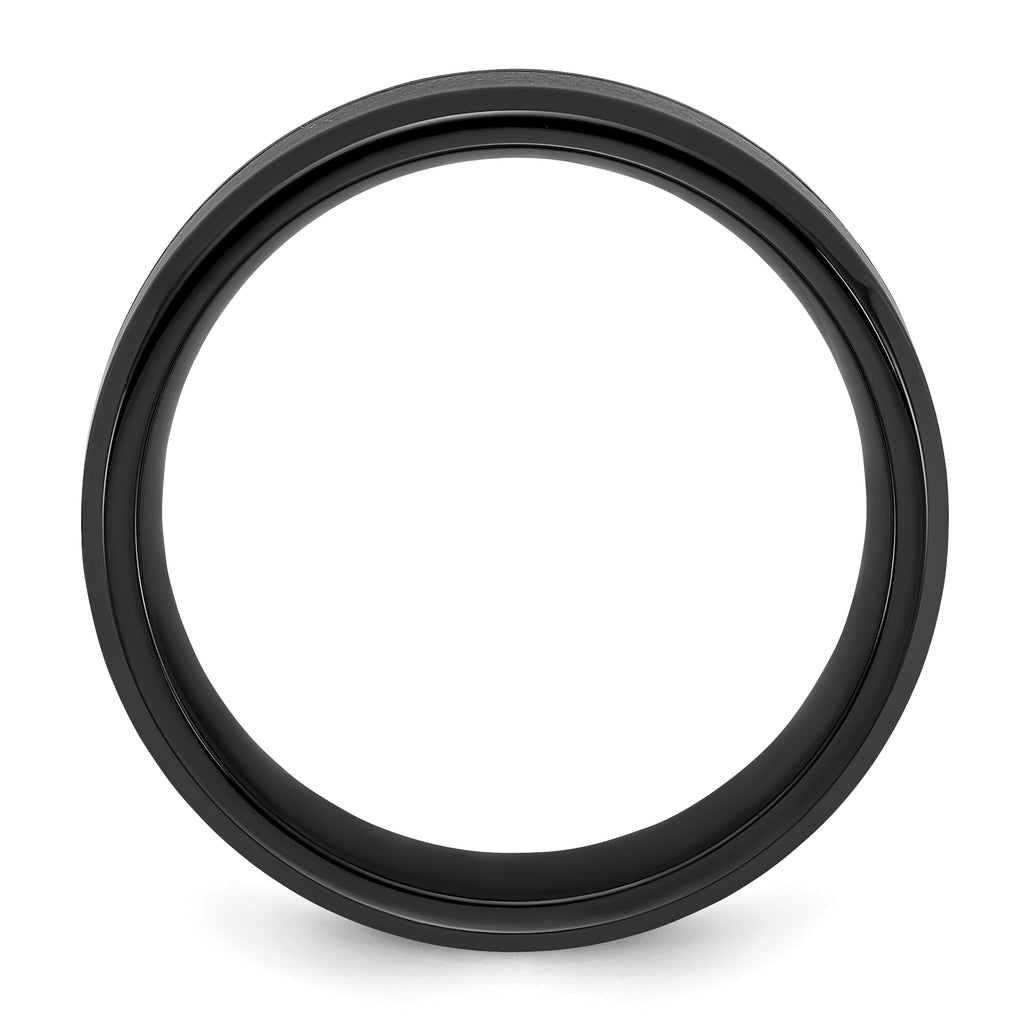 Chisel Titanium Polished Black IP-plated with Blue Star Sandstone Inlay Center 8mm Band