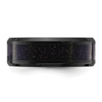 Chisel Titanium Polished Black IP-plated with Blue Star Sandstone Inlay Center 8mm Band