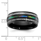 Chisel Titanium Polished Black IP-plated with Abalone and Imitation Meteorite Inlay 8mm Band