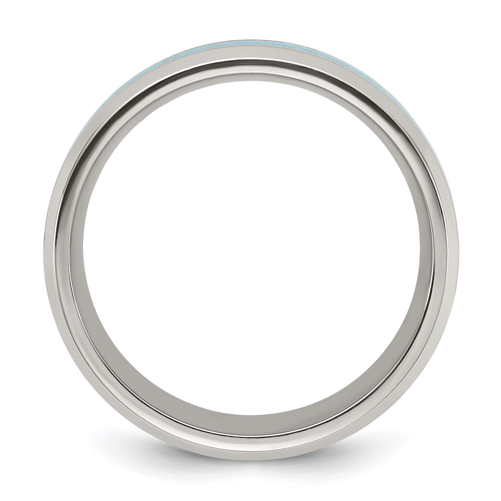 Chisel Titanium Polished with Turquoise Inlay 8mm Band