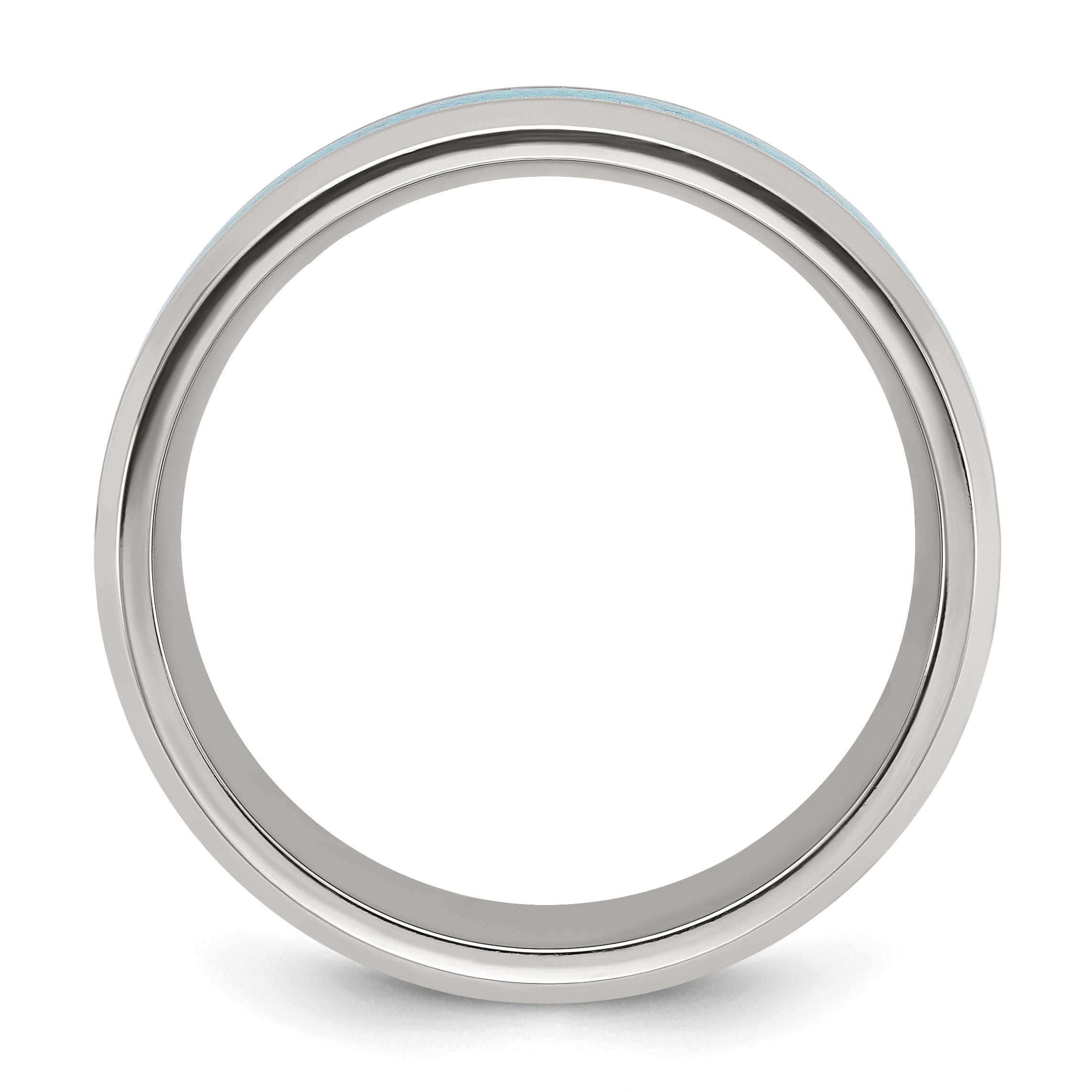 Chisel Titanium Polished with Turquoise Inlay 8mm Band