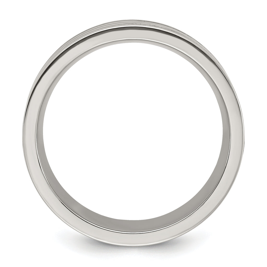 Chisel Titanium Polished with Black Resin and Wood Inlay 8mm Band