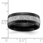 Chisel Titanium Polished Black IP-plated with Imitation Meteorite Inlay 8mm Band