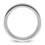 Chisel Titanium Polished with Wood and Imitation Meteorite Inlay 8mm Band