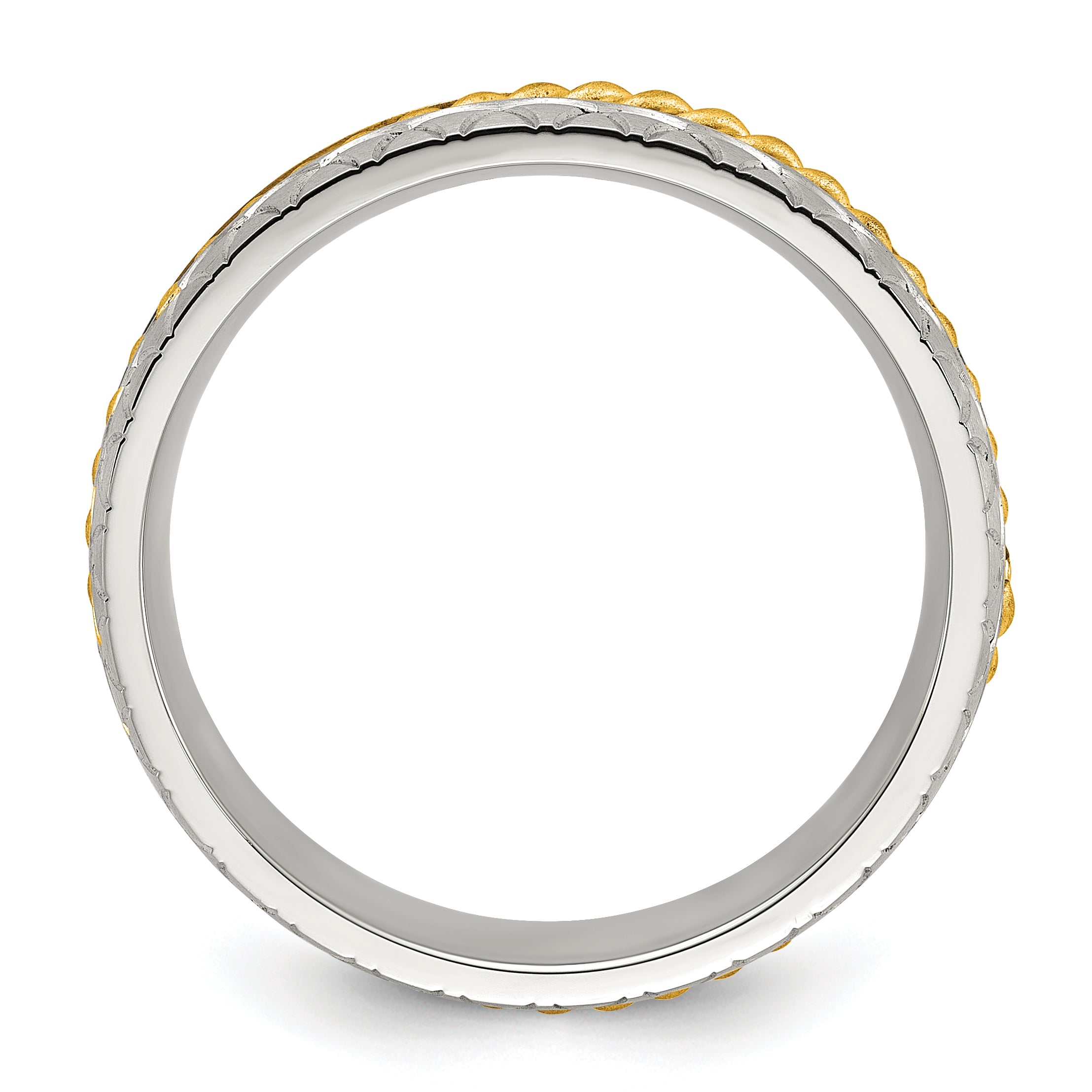 Chisel Titanium Polished and Textured Yellow IP-plated Center 6mm Band