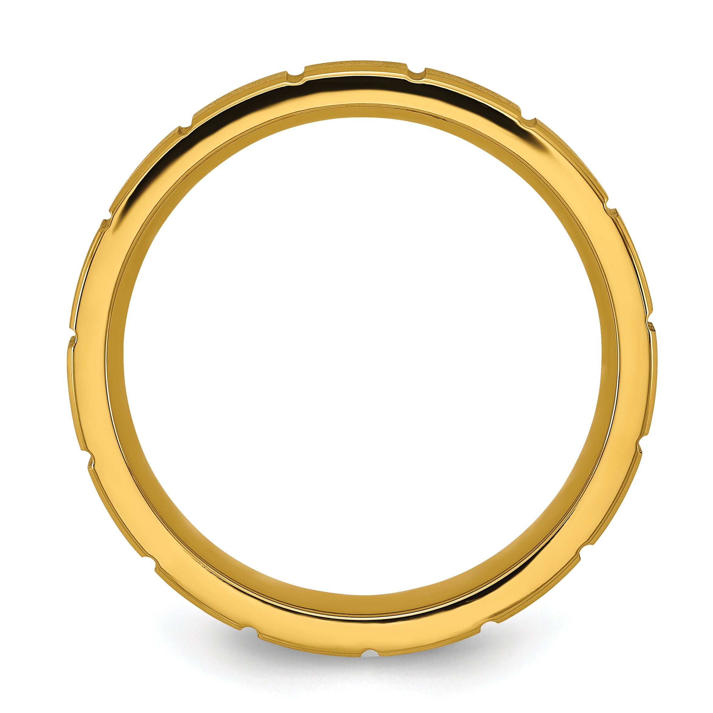 Chisel Titanium Polished Yellow IP-plated Grooved 6mm Band