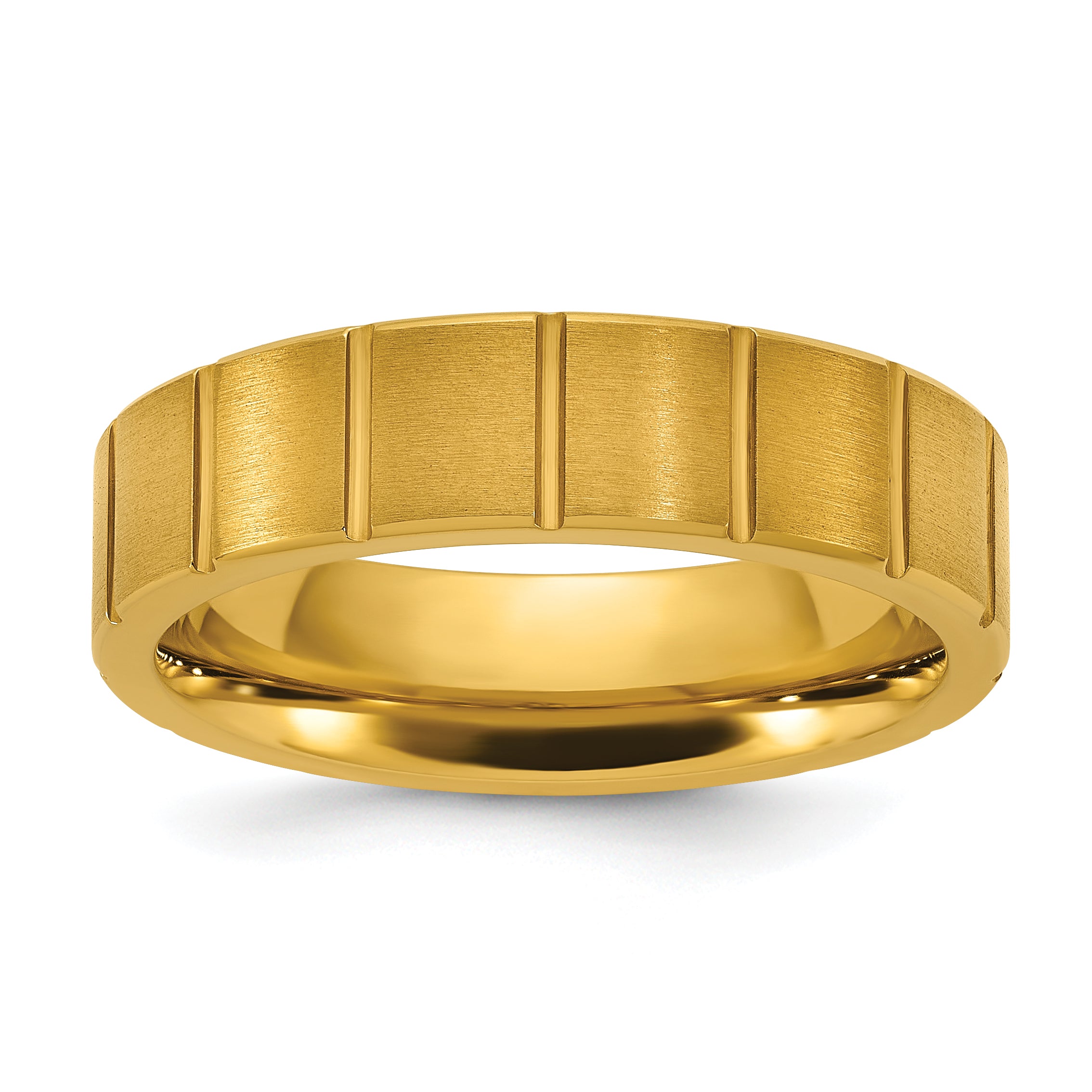 Chisel Titanium Polished Yellow IP-plated Grooved 6mm Band Main image