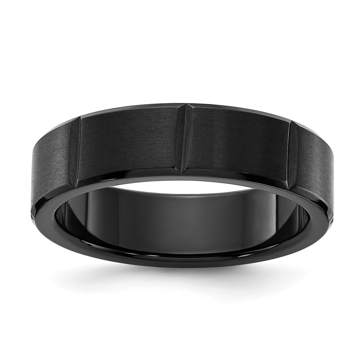 Chisel Grooved Wedding Band in Black IP-Plated Titanium, 6mm, Size 7–13 - Sophia Jewelers Main image