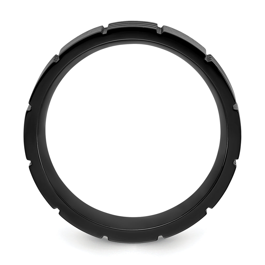 Chisel Titanium Polished Black IP-plated Grooved 8mm Band