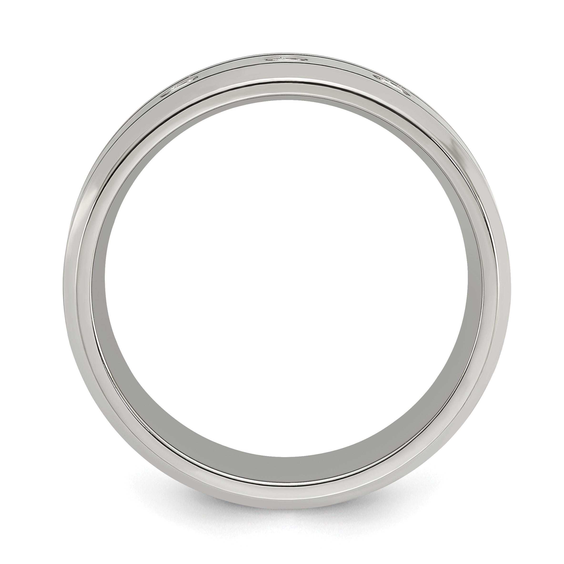 CZ Wedding Band in Titanium, 8mm Brushed & Polished Secondary image