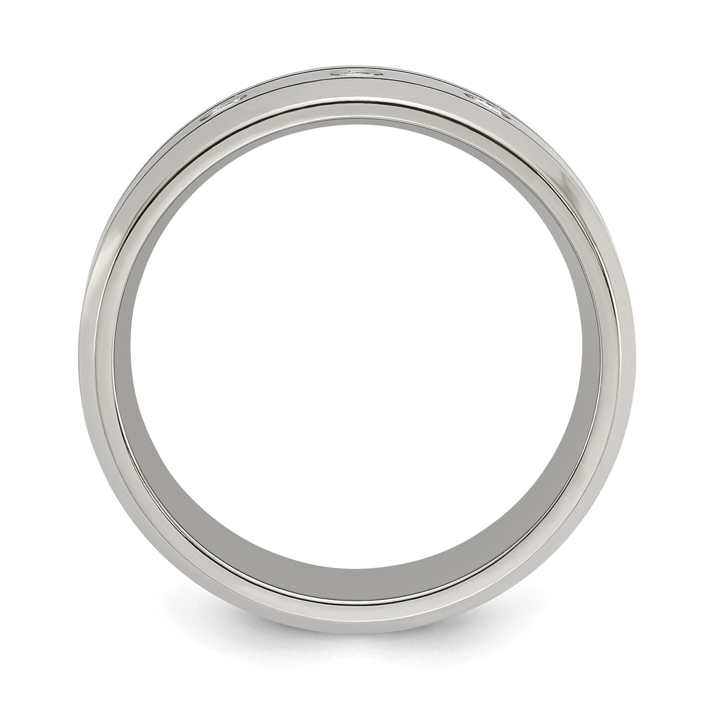 Chisel Titanium Polished with CZ 8mm Band