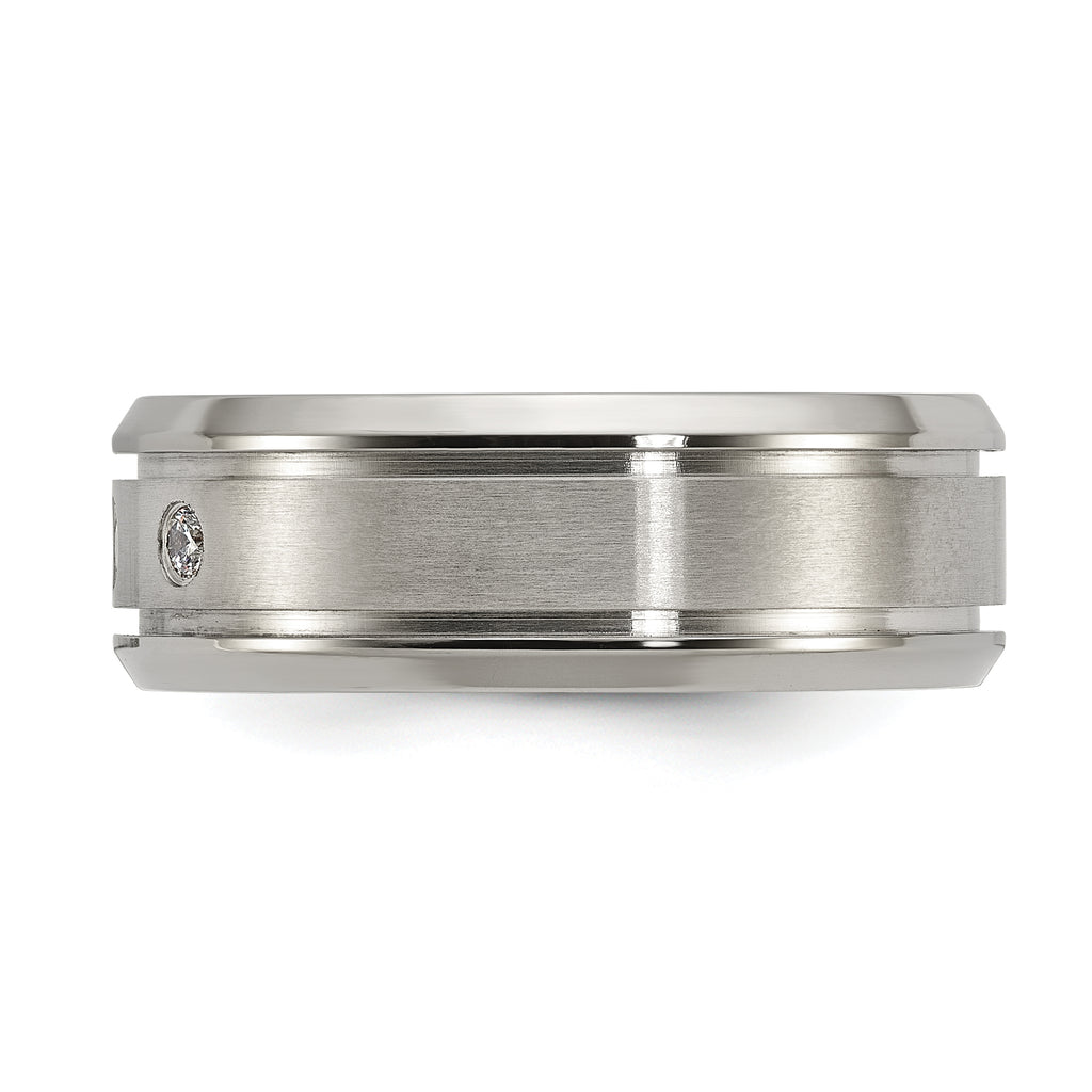 Chisel Titanium Polished with CZ 8mm Band