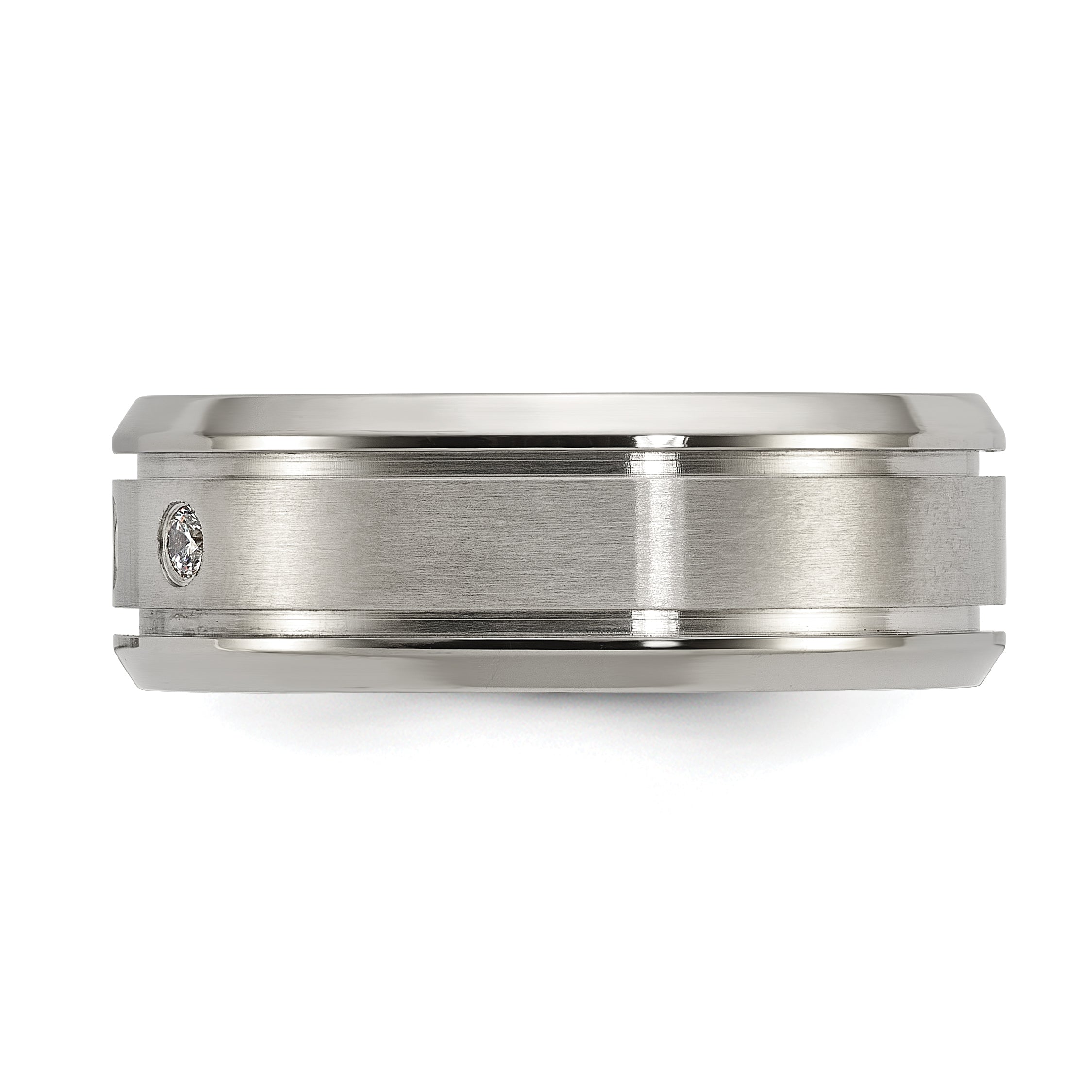 Chisel Titanium Polished with CZ 8mm Band