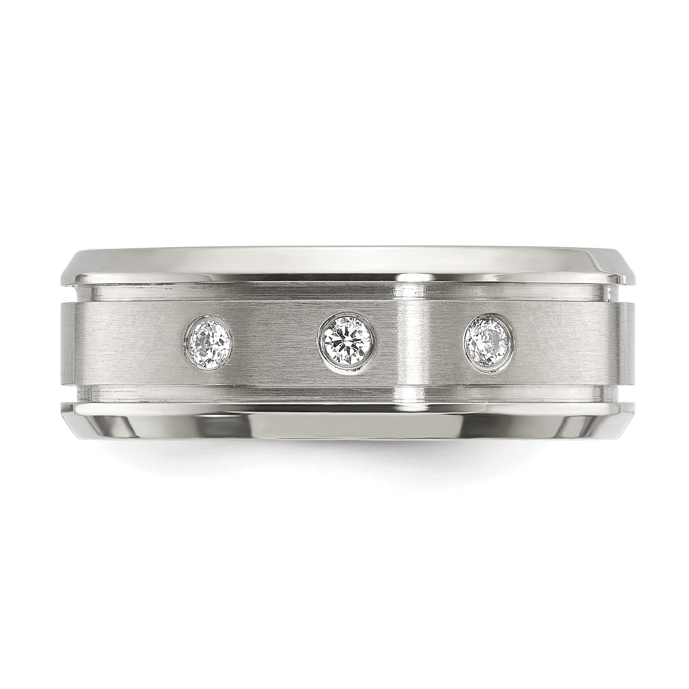Chisel Titanium Polished with CZ 8mm Band