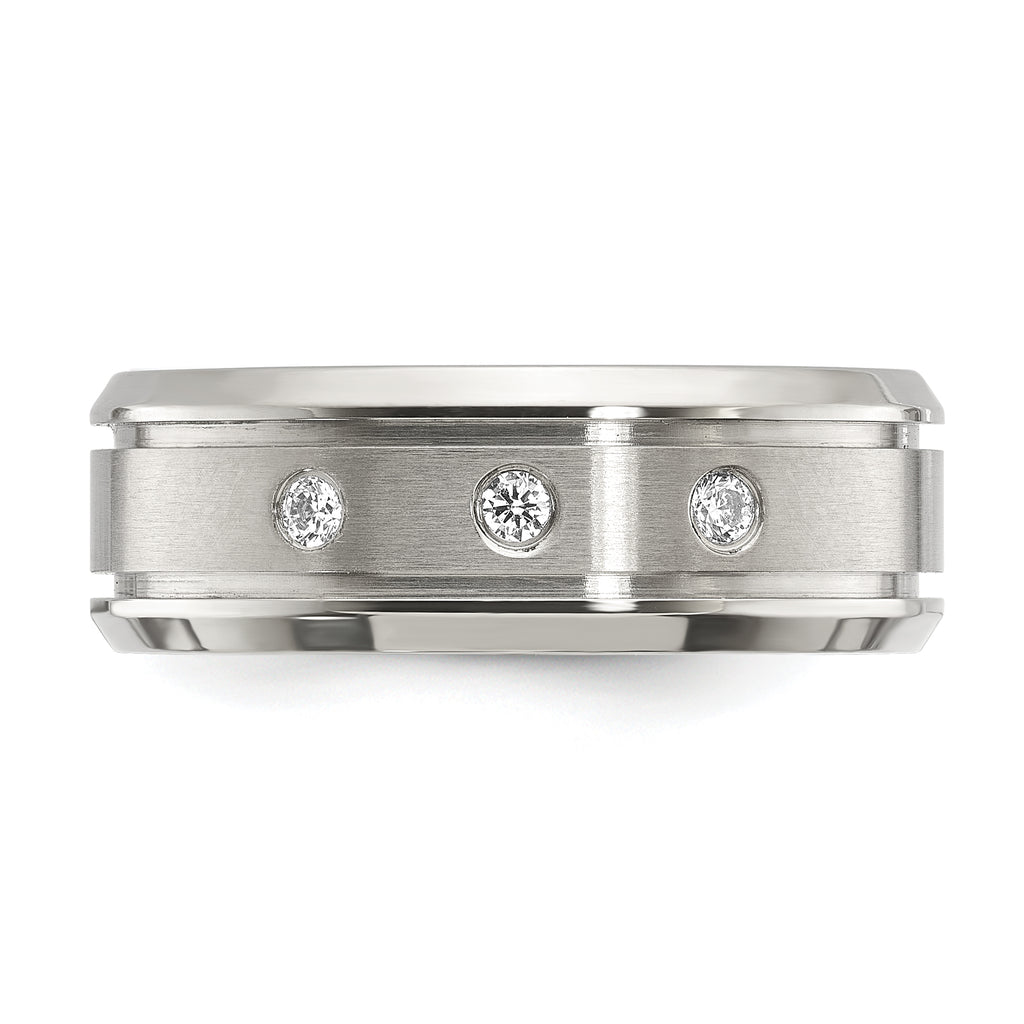 Chisel Titanium Polished with CZ 8mm Band