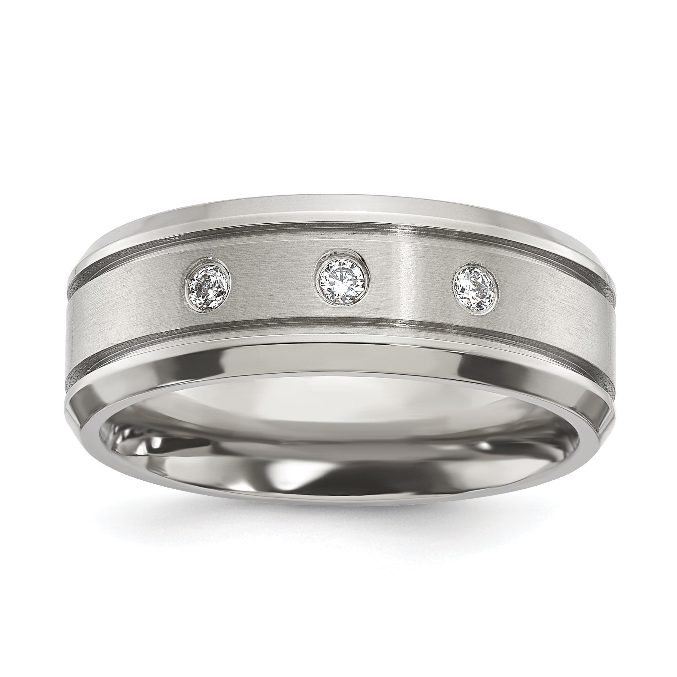 Chisel Titanium Polished with CZ 8mm Band Main image