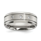 Chisel Titanium Polished with CZ 8mm Band