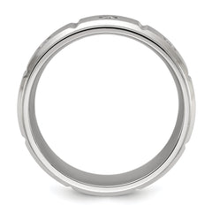 Chisel Titanium Brushed and Polished with CZ 8mm Band