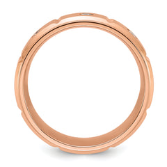 Chisel Titanium Brushed and Polished Rose IP-plated with CZ 8mm Band