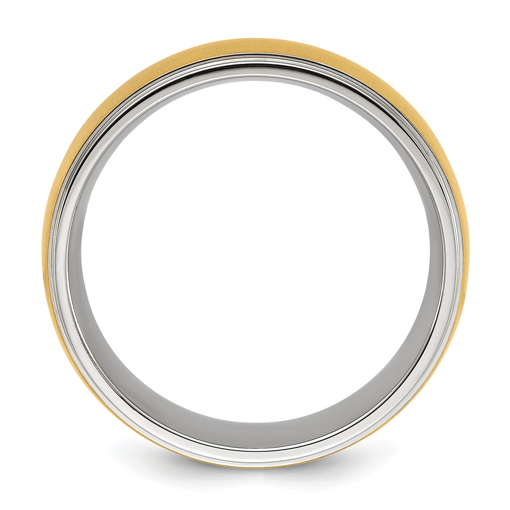 Chisel Titanium Polished with Brushed Yellow IP-plated Center 8mm Band