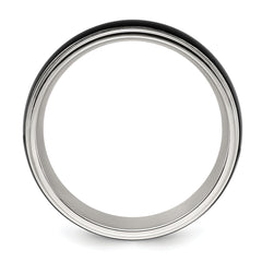 Chisel Titanium Polished with Brushed Black IP-plated Center 8mm Band