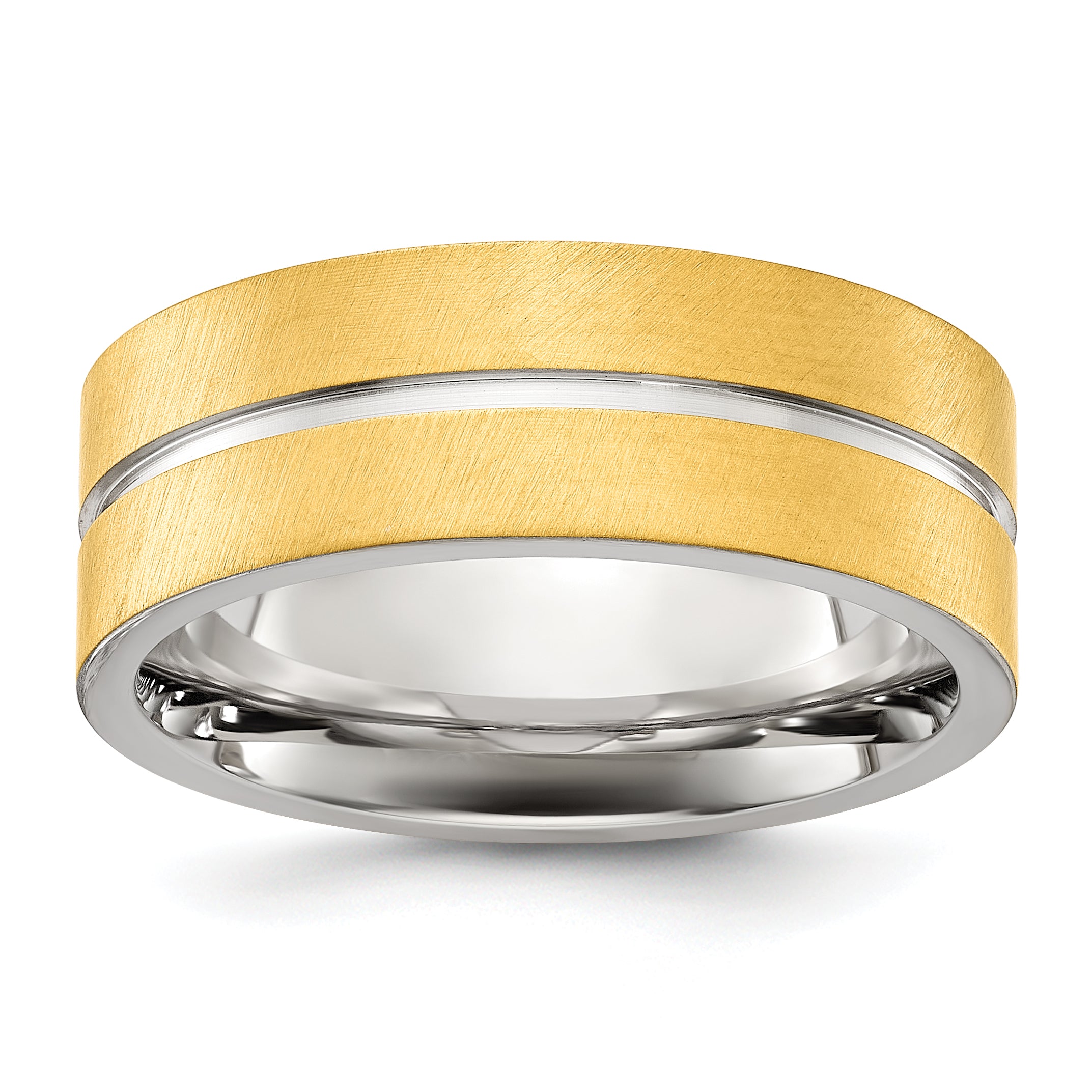 Chisel Titanium Brushed and Polished Yellow IP-plated 8mm Band Main image