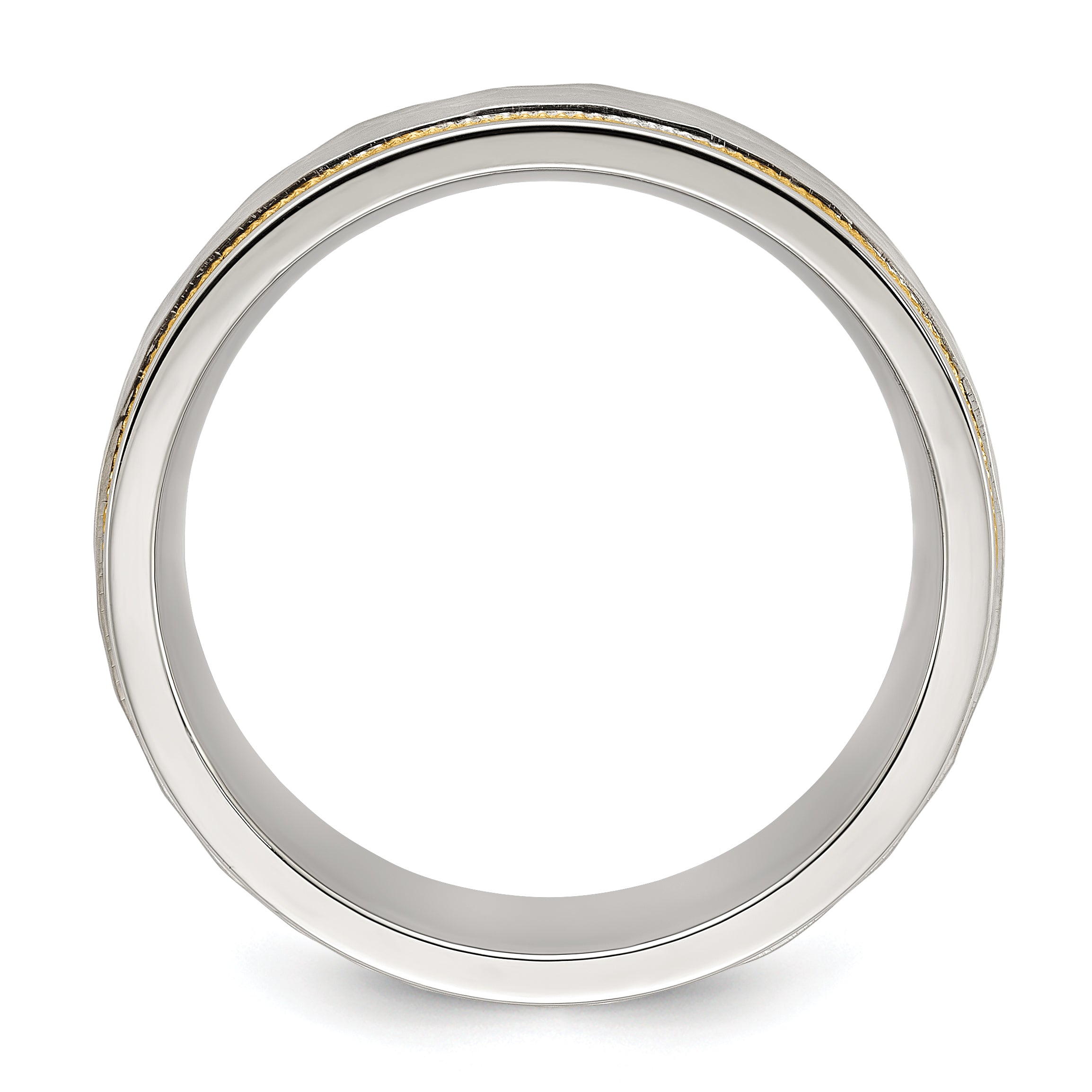 Chisel Titanium Brushed Polished and Hammered Yellow IP-plated 7mm Band Secondary image