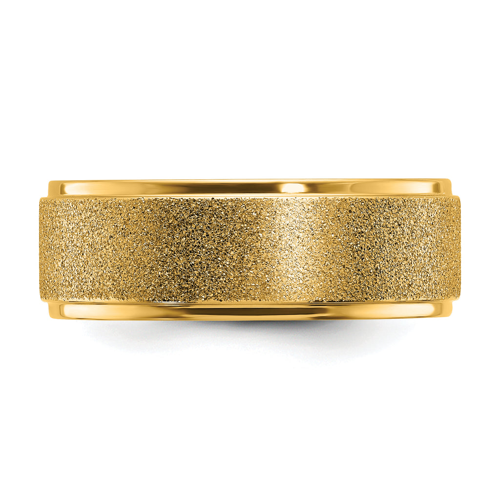 Chisel Titanium Polished Laser-cut Center Yellow IP-plated 8mm Band