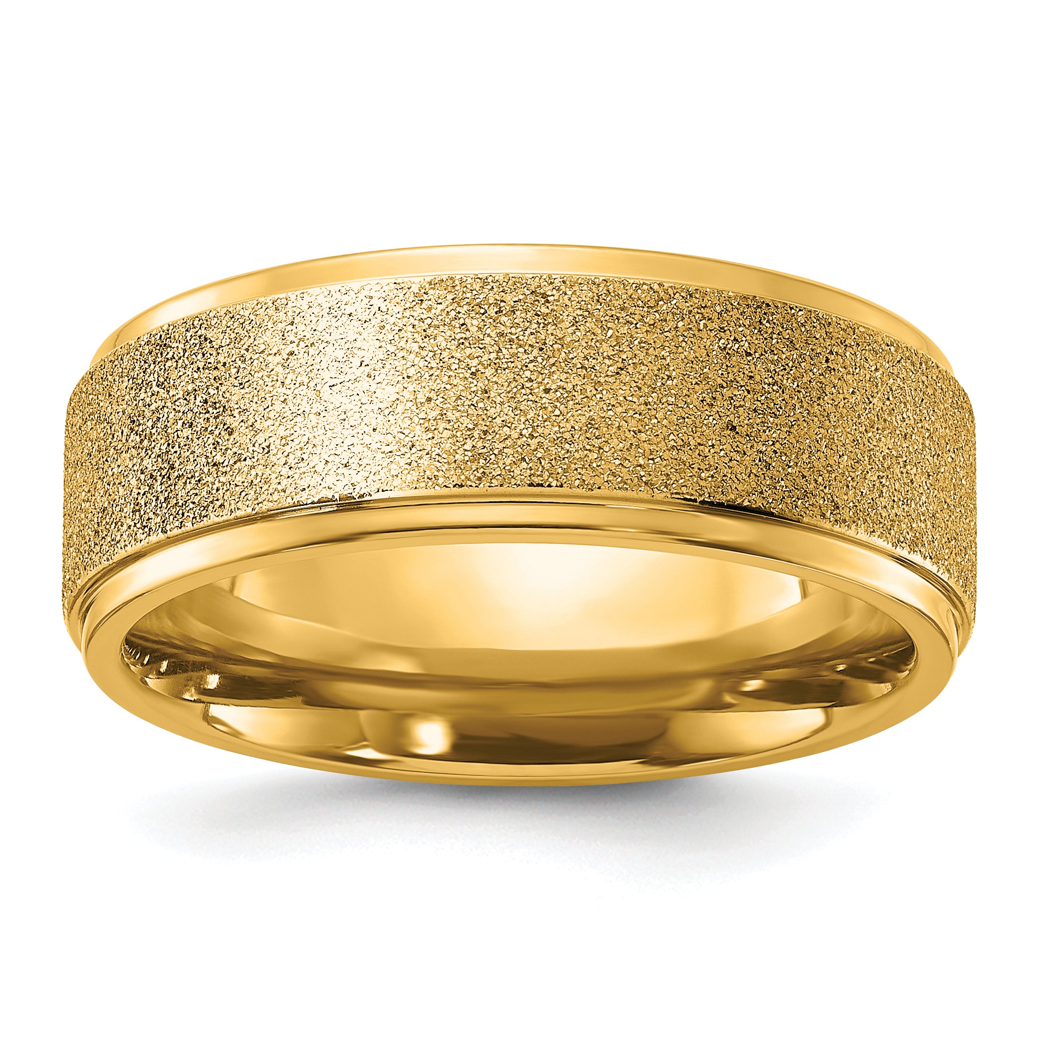 Chisel Titanium Polished Laser-cut Center Yellow IP-plated 8mm Band Main image