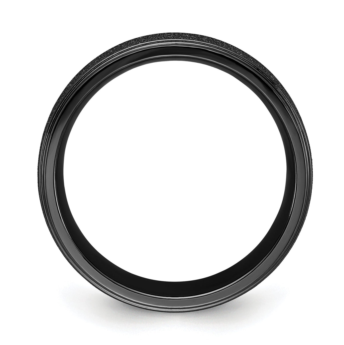 Chisel Laser-Cut Center Wedding Band in Black IP-Plated Titanium, 8mm, Size 8–13 - Sophia Jewelers Main image