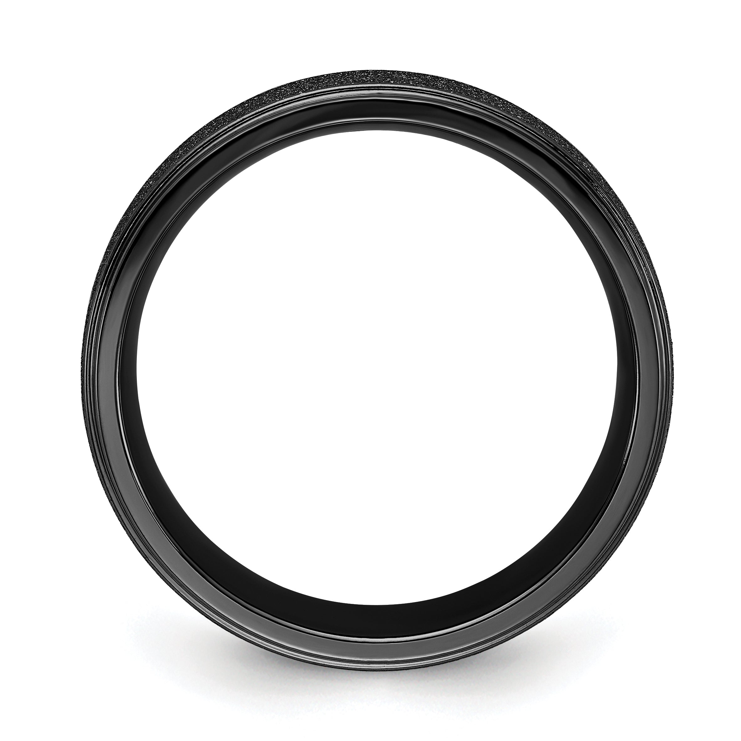 Chisel Titanium Polished Laser-cut Center Black IP-plated 8mm Band Main image