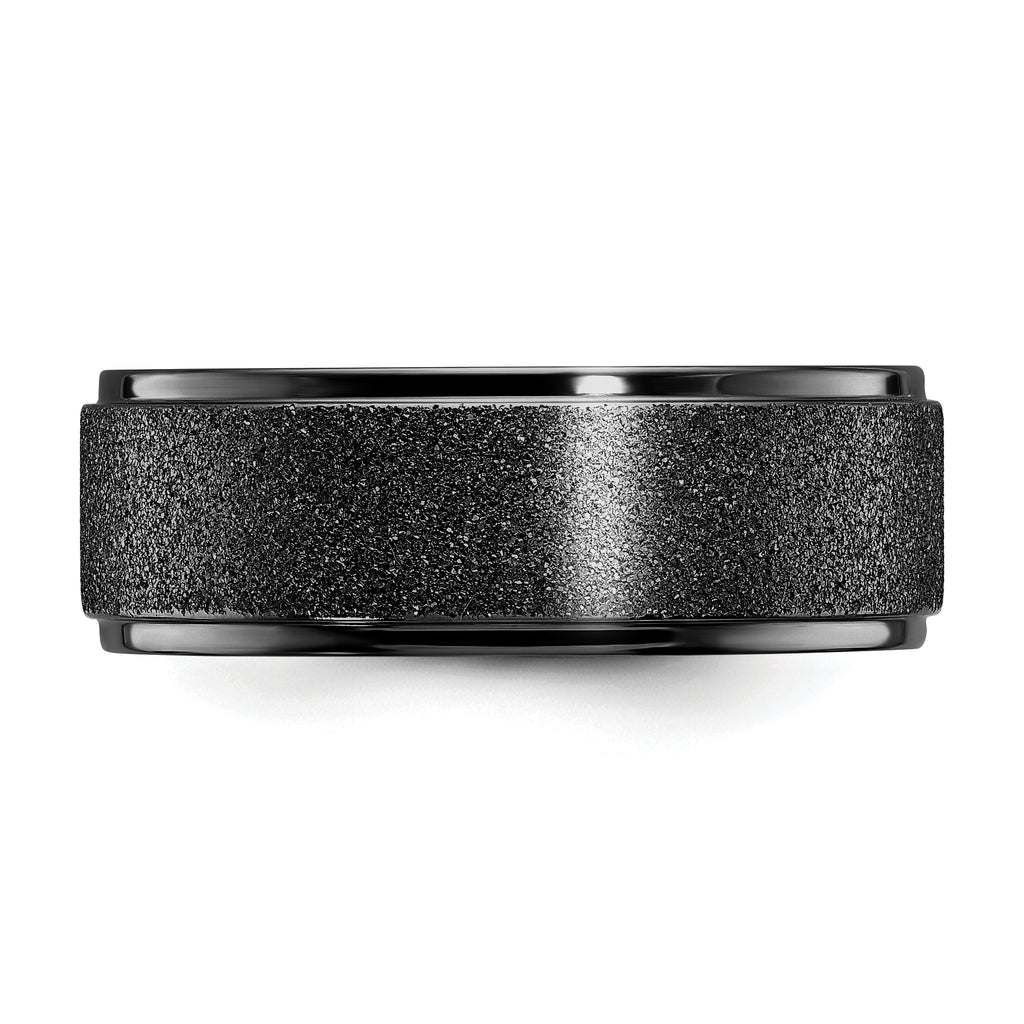 Chisel Titanium Polished Laser-cut Center Black IP-plated 8mm Band