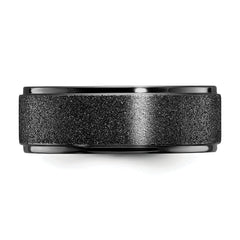 Chisel Titanium Polished Laser-cut Center Black IP-plated 8mm Band