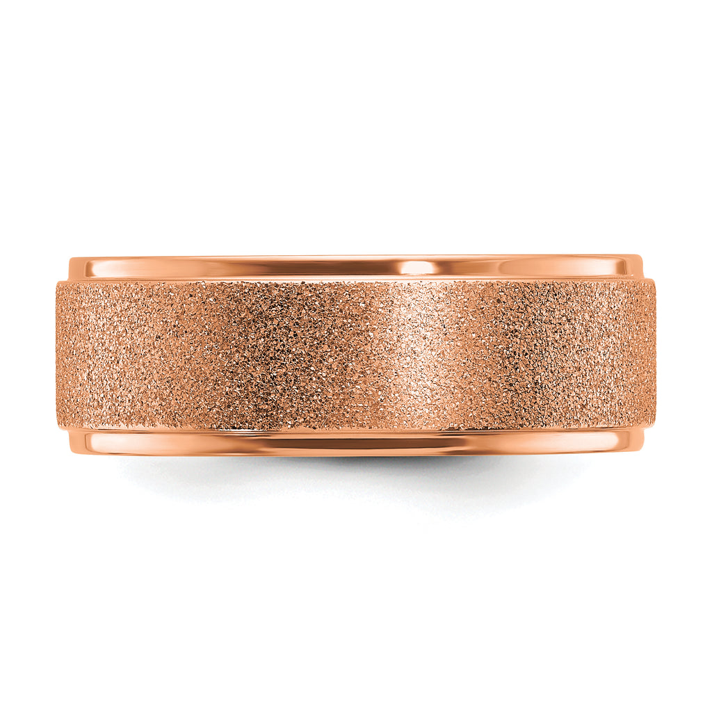 Chisel Titanium Polished Laser-cut Center Rose IP-plated 8mm Band