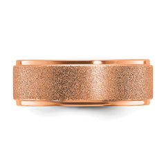 Chisel Titanium Polished Laser-cut Center Rose IP-plated 8mm Band