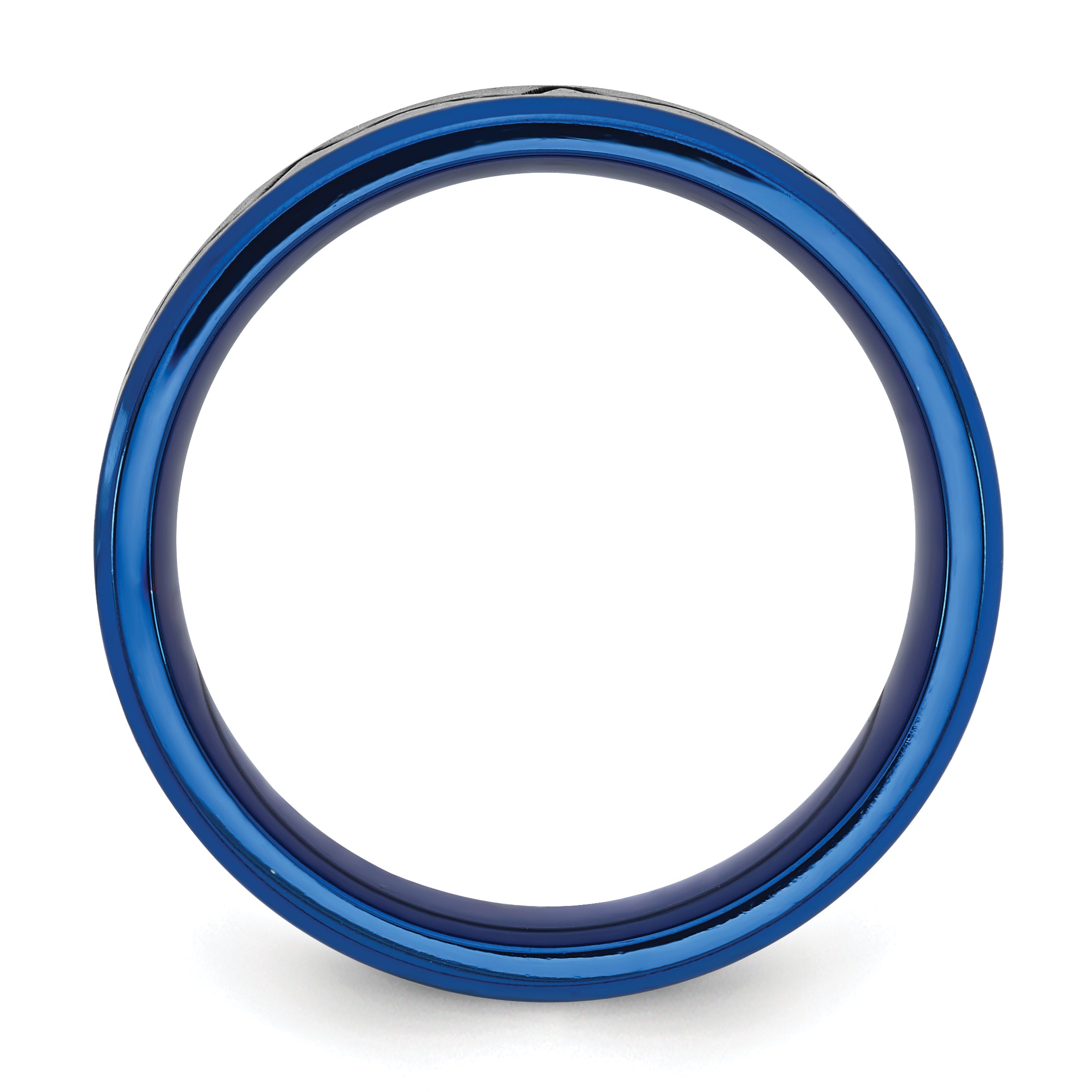Heartbeat Wedding Band in Titanium with Blue IP, 8mm Secondary image