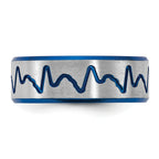 Titanium Brushed Blue IP-plated Heartbeat 8mm Band