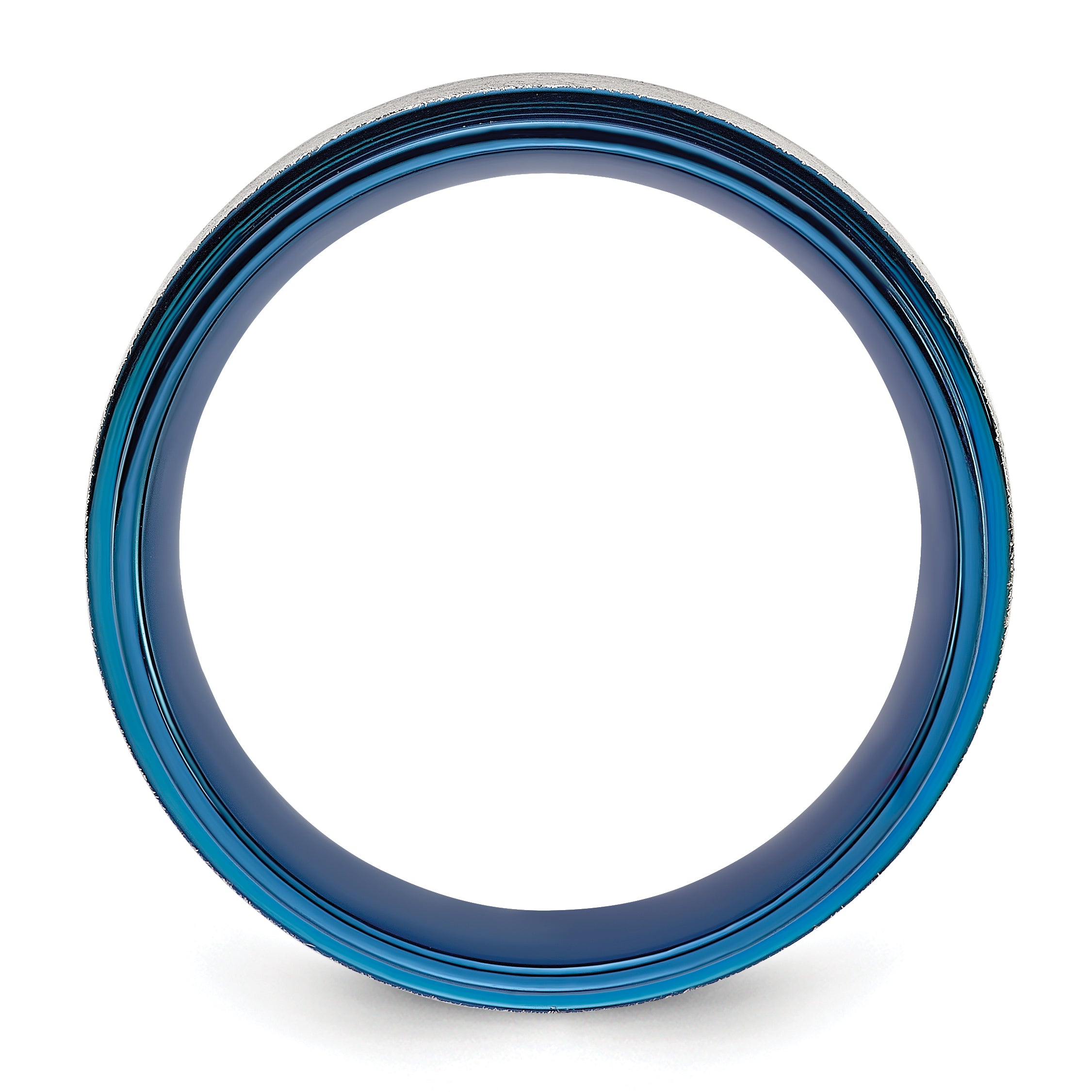 Chisel Titanium Polished with Brushed Center Blue IP-plated 8mm Band