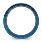 Chisel Titanium Polished with Brushed Center Blue IP-plated 8mm Band