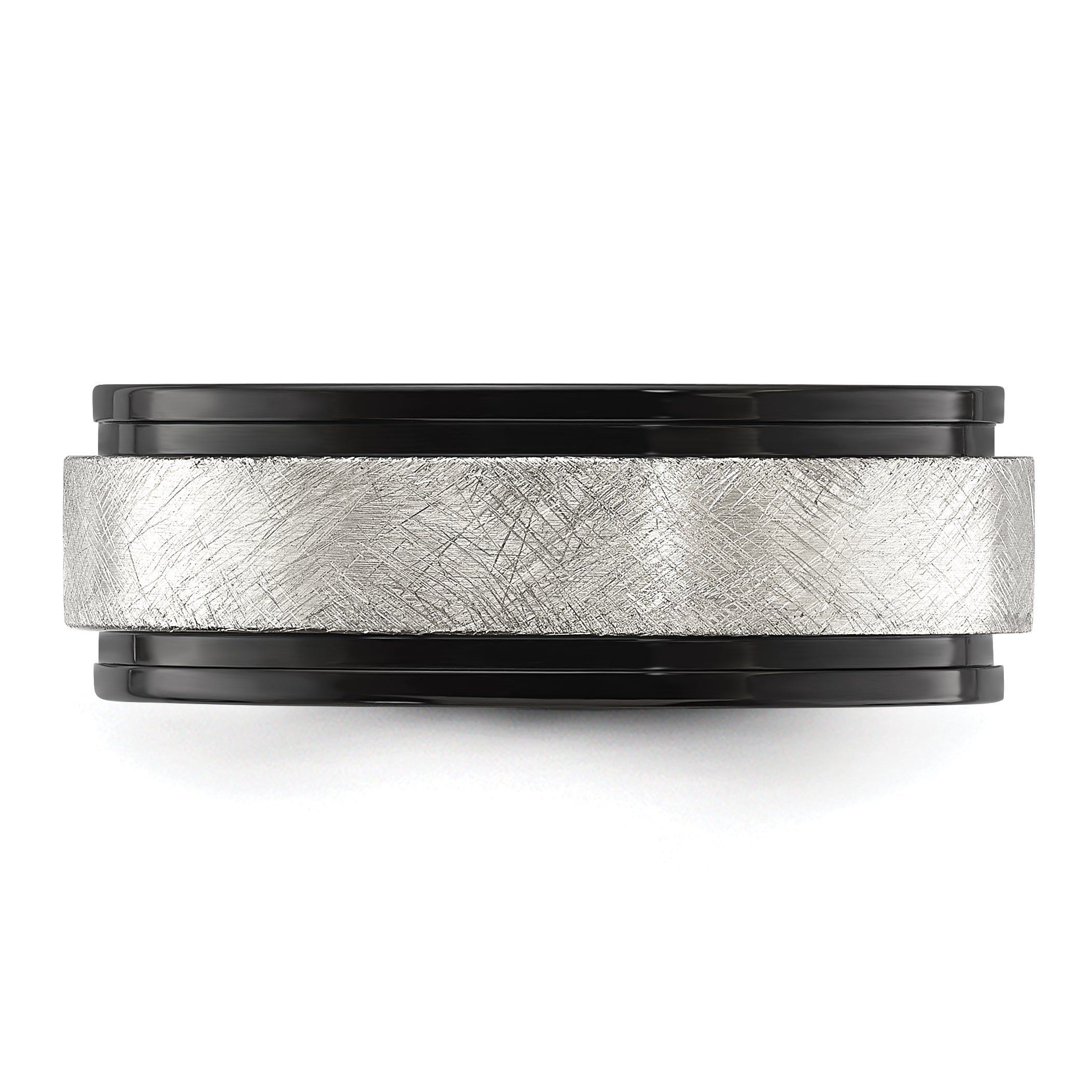 Chisel Titanium Polished with Brushed Center Black IP-plated 8mm Band