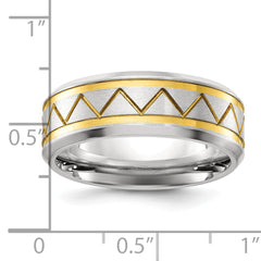 Chisel Titanium Brushed and Polished Yellow IP-plated 8mm Band