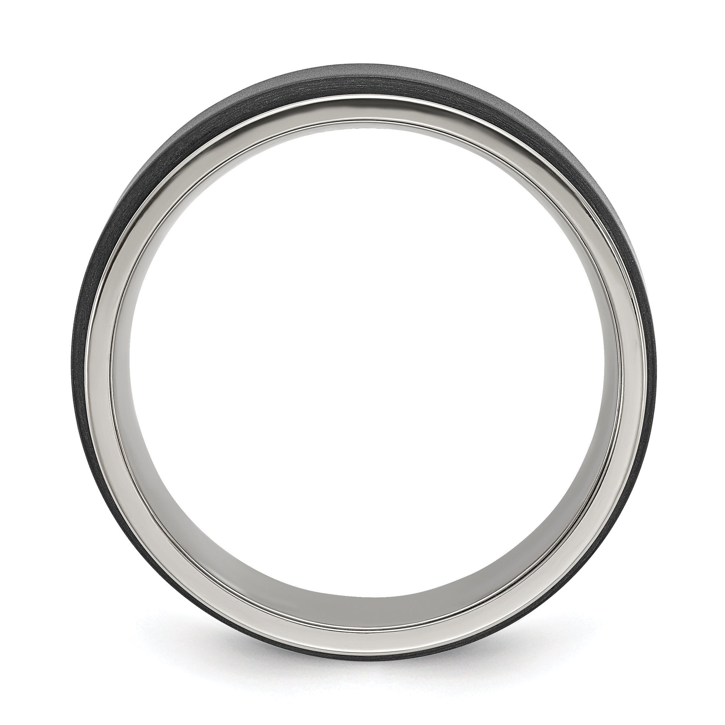 Chisel Titanium Polished with Brushed Black Zirconium Rotating Inner Channel 8mm Band Secondary image