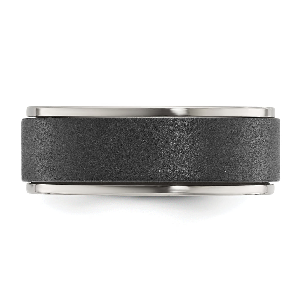 Chisel Titanium Polished with Brushed Black Zirconium Rotating Inner Channel 8mm Band