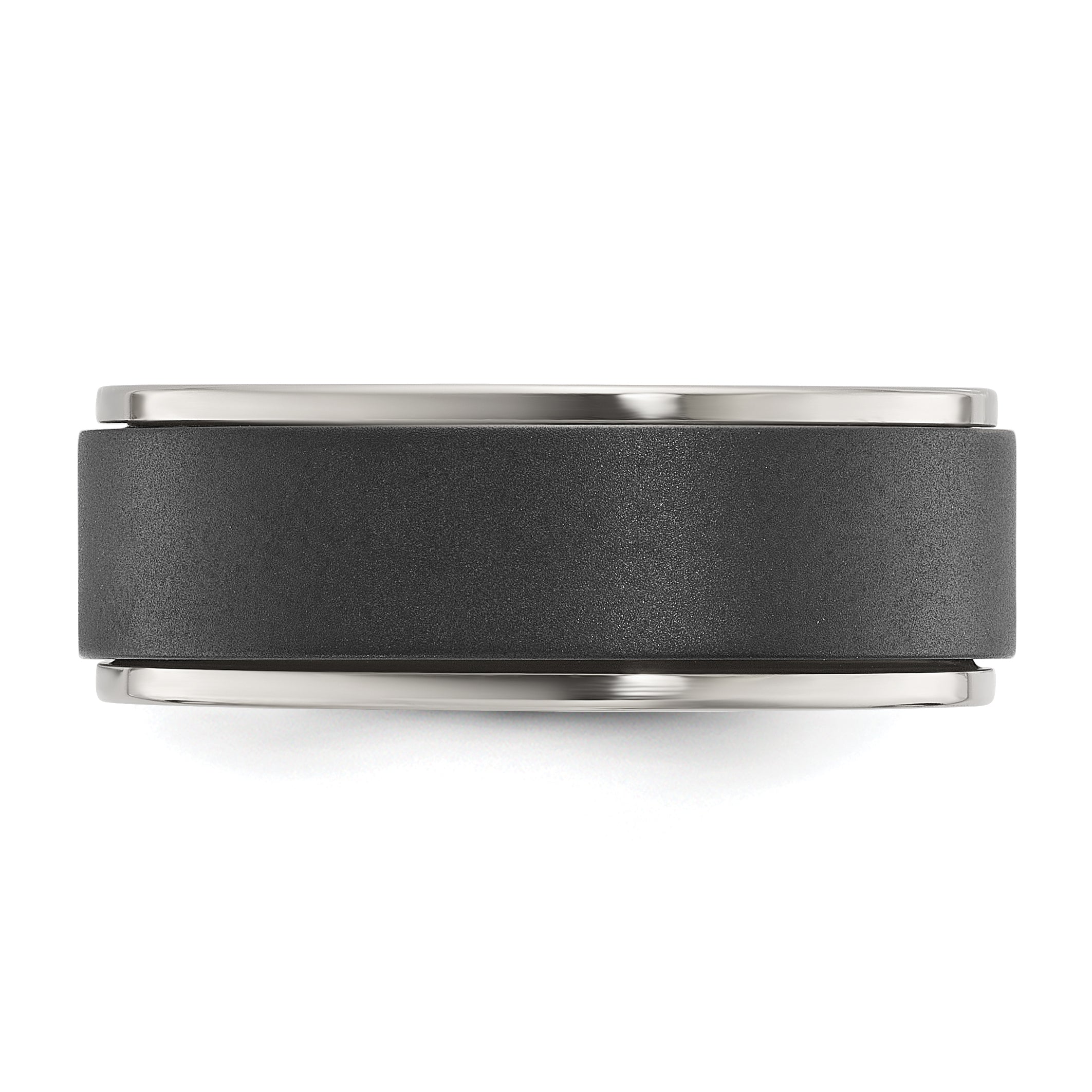 Chisel Titanium Polished with Brushed Black Zirconium Rotating Inner Channel 8mm Band
