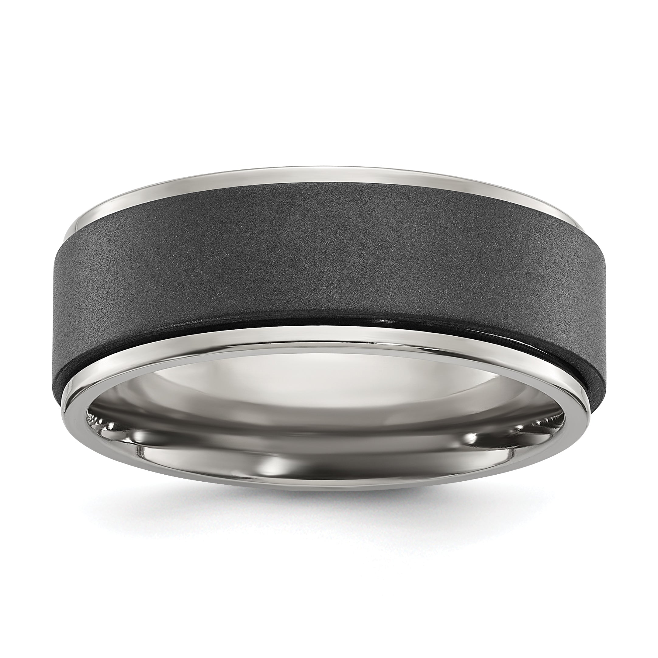 Chisel Titanium Polished with Brushed Black Zirconium Rotating Inner Channel 8mm Band Main image